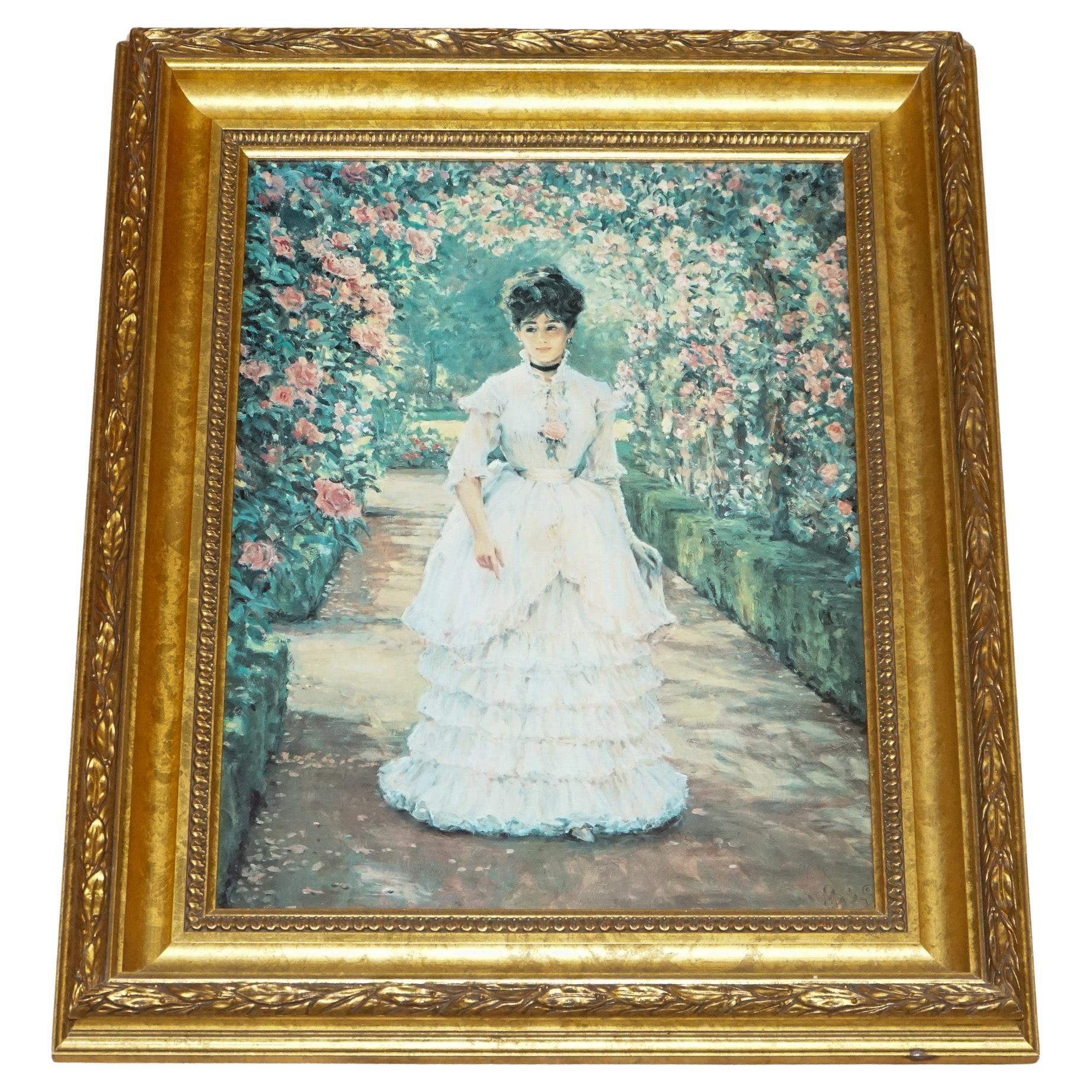 VINTAGE OIL PAINTING 

ENGLISH ROSE

 BY ALAN MALEY GILTED FRAME 80 x 65 CM im Angebot