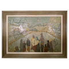 Vintage Oil Painting Featuring Tribe of People