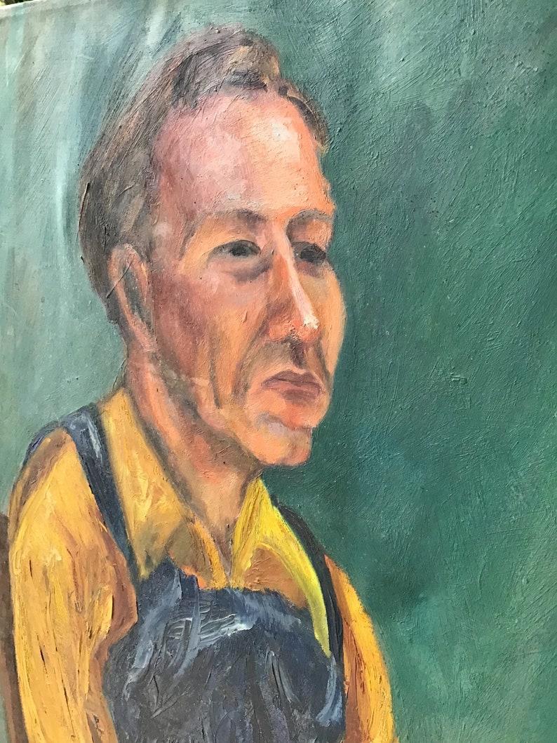 Vintage Oil Painting Male Portrait Oil on Canvas Farmer In Fair Condition In East Hampton, NY