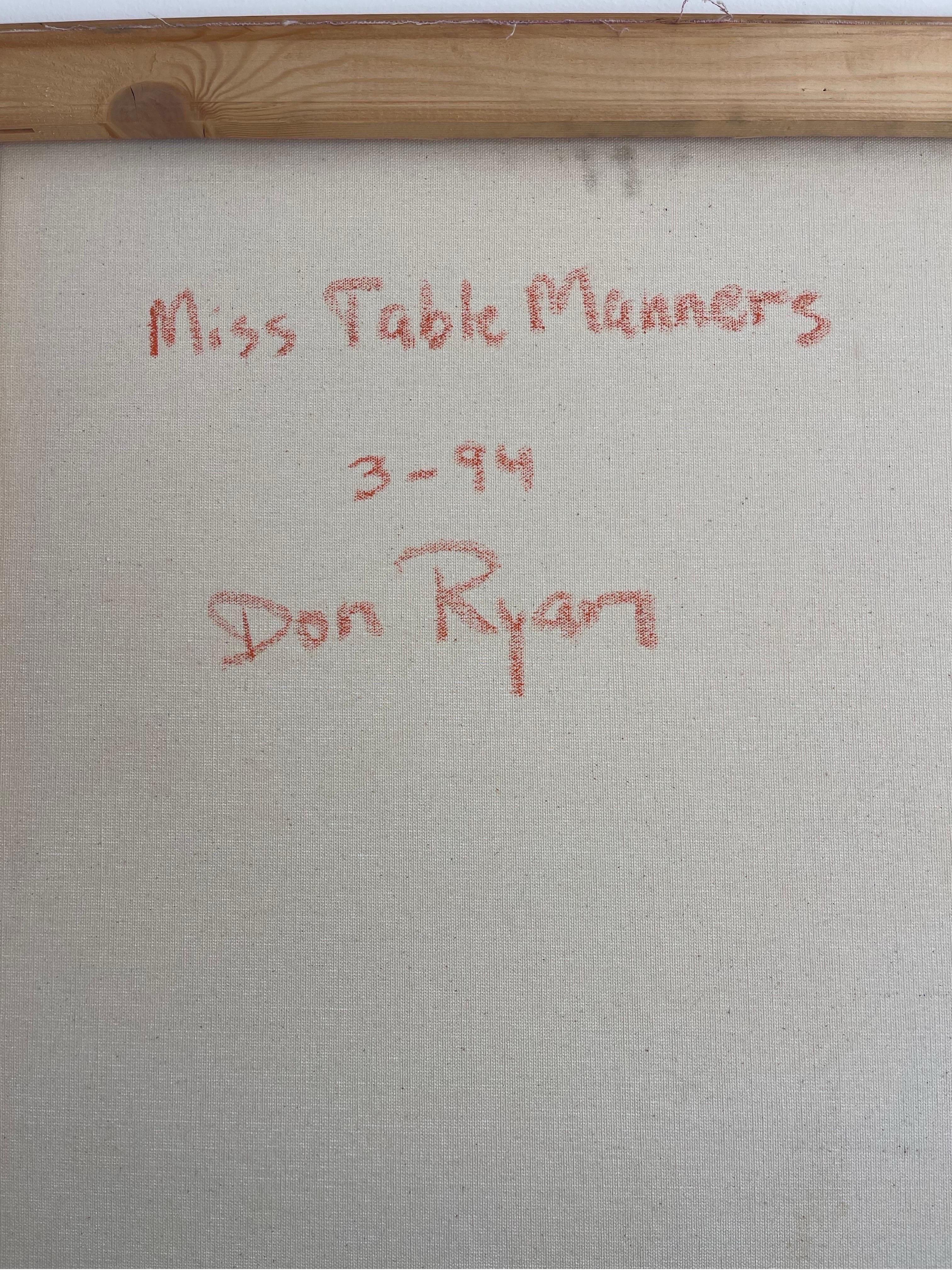 Vintage Oil Painting ‘Miss Table Manners’ 1994 by Donald K Ryan  For Sale 2