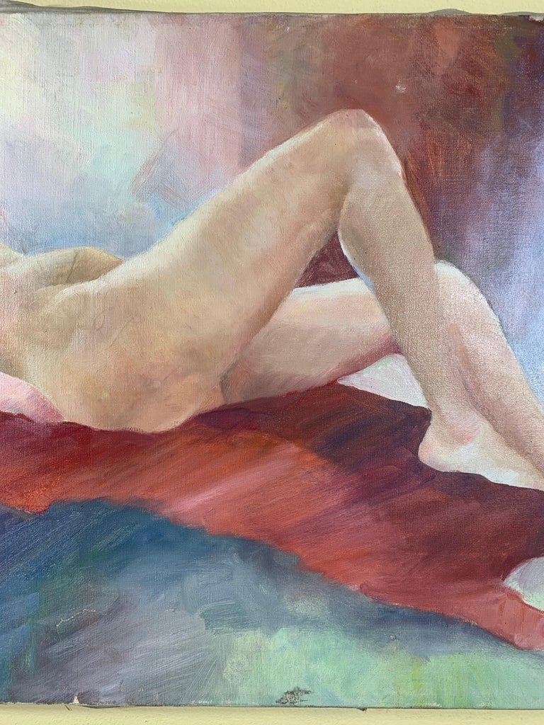 American Vintage Oil Painting of a Nude Women Laying on Her Back  For Sale