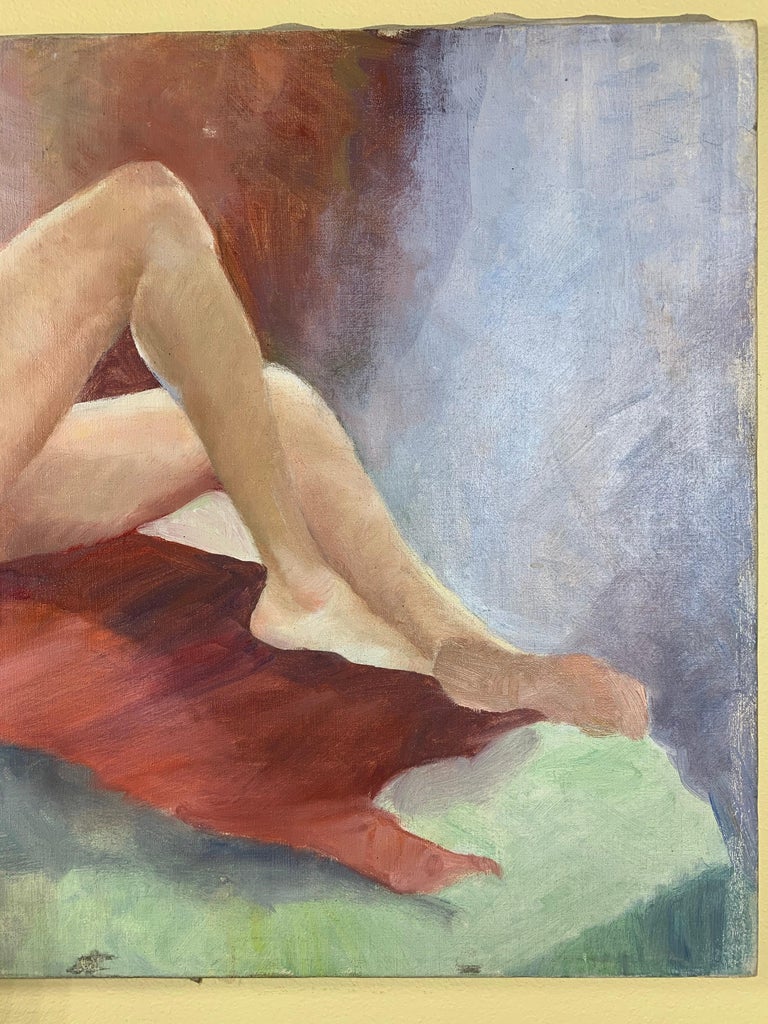 Vintage Oil Painting of a Nude Women Laying on Her Back  In Good Condition For Sale In Delray Beach, FL