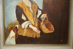 ViNTAGE OIL PAINTING OF BARTOLOME ESTEBAN PEREZ MURILLO 1660 BOY WITH DOG
