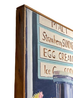 Vintage oil painting of Diner Scene Circa 1980s