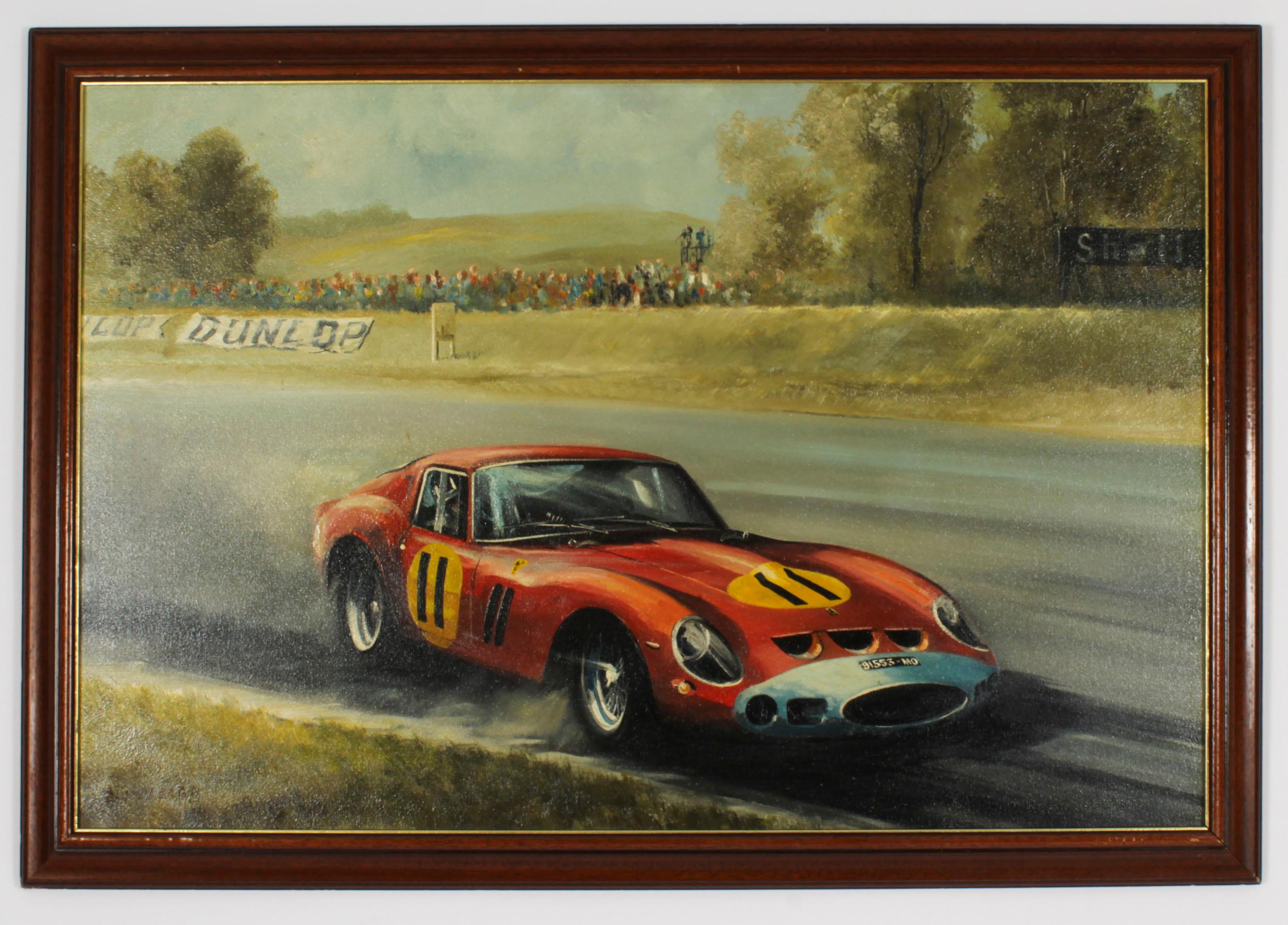 Vintage Oil Painting of Ferrari 250 GTO by Dion Pears 20th Century For Sale 6