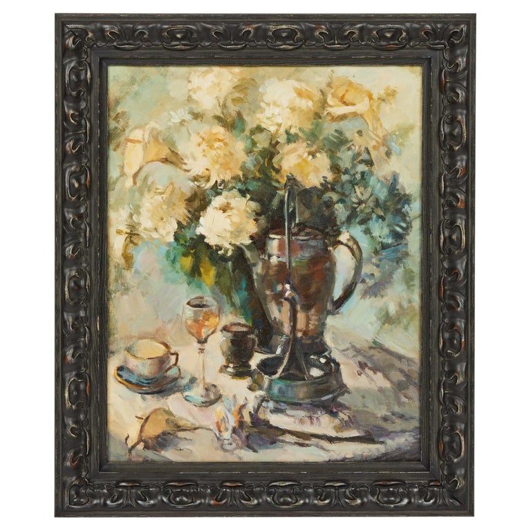 Vintage Oil Painting of Floral Still Life For Sale at 1stDibs