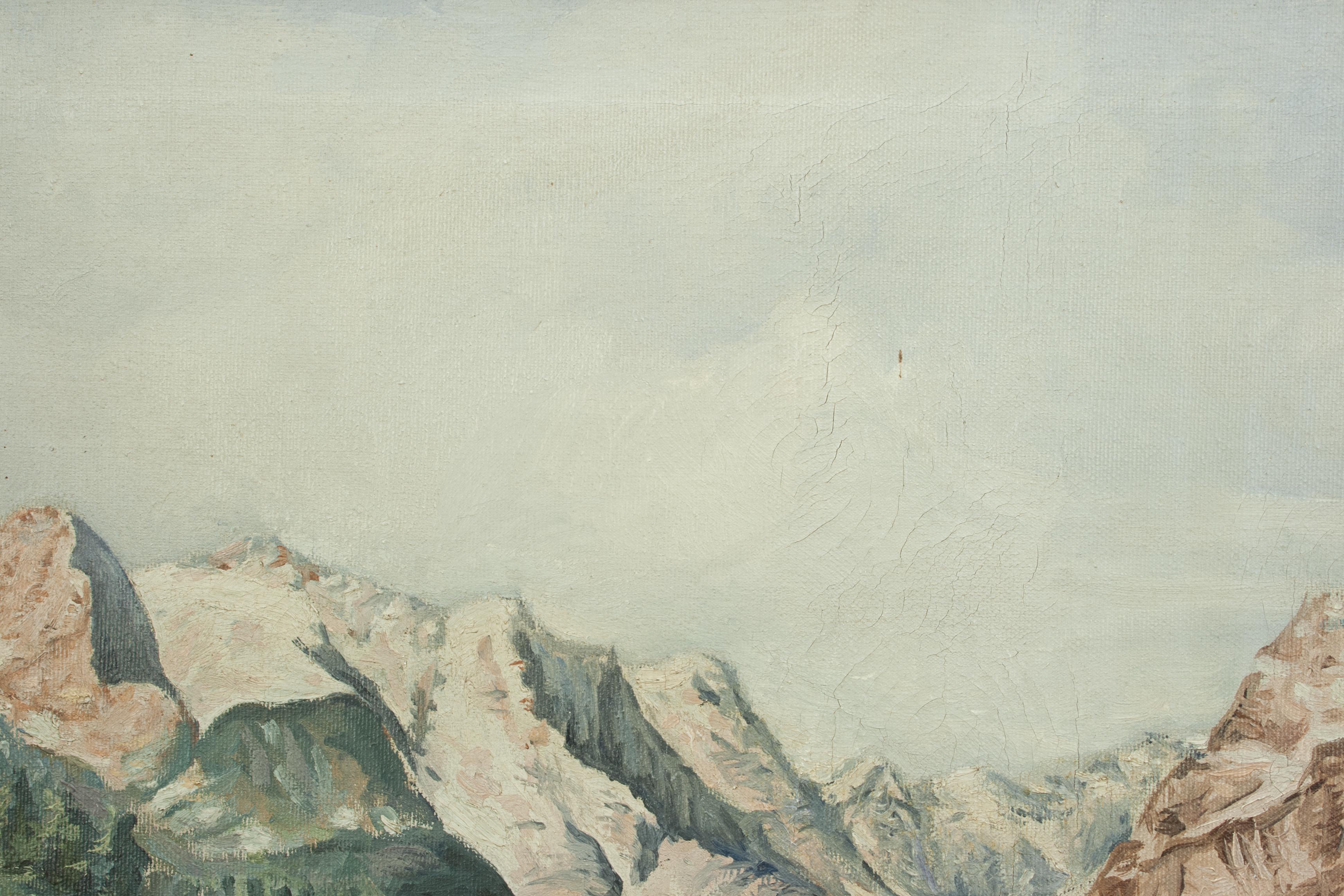 Vintage Oil Painting of Rissersee, Bavaria by Karl Walther For Sale 2