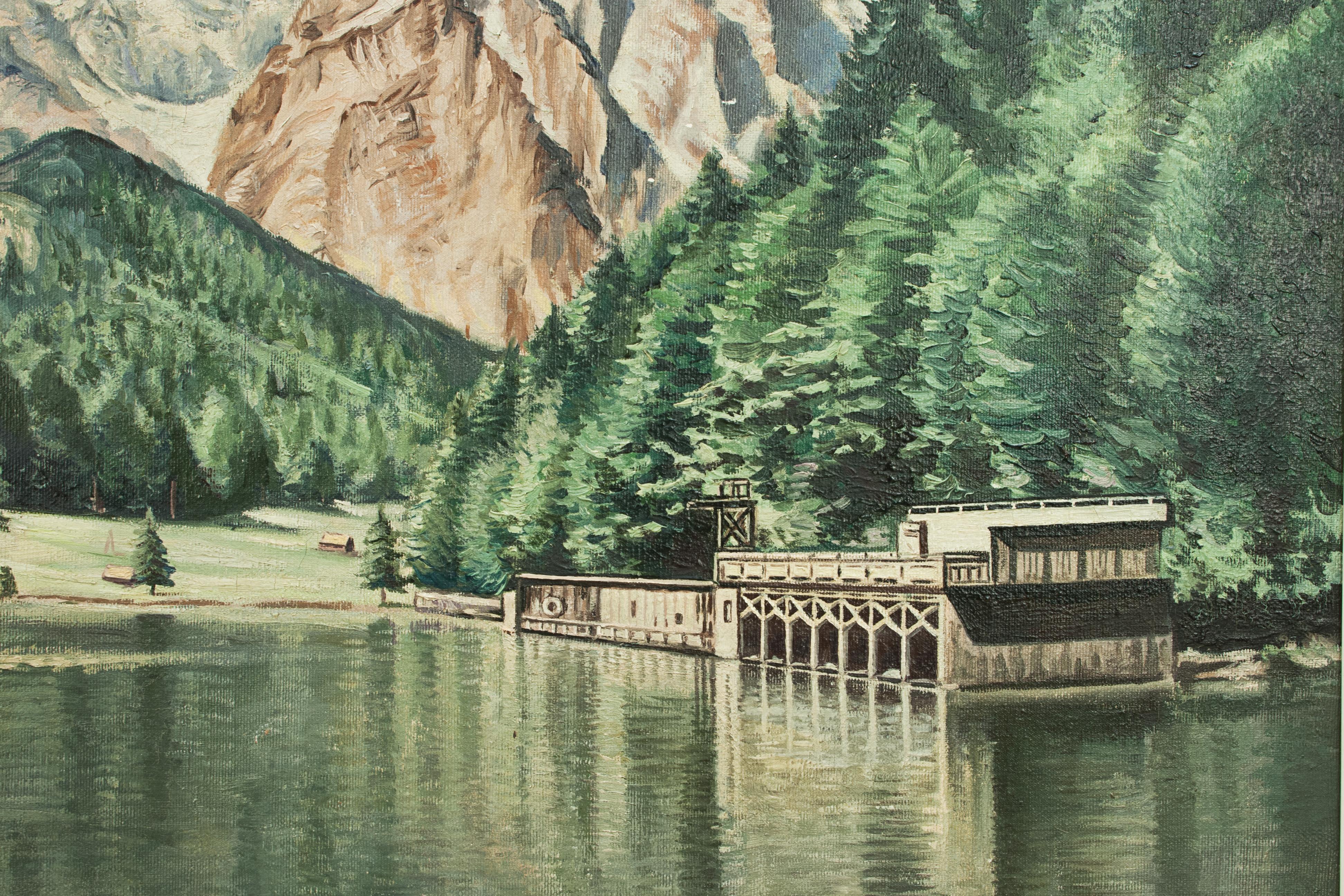 Peinture à l'huile vintage de Rissersee, Bavière, de Karl Walther en vente 1