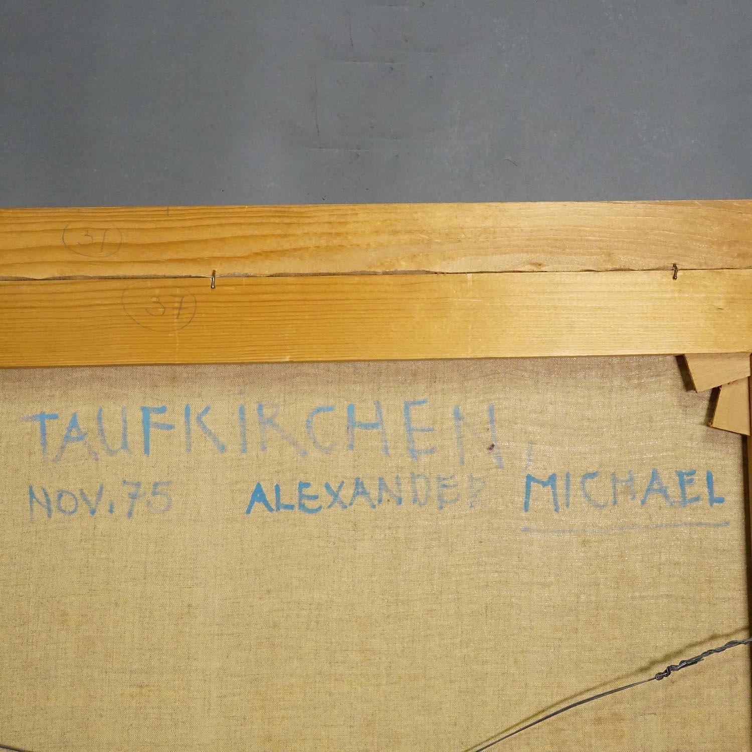 Tela Dipinto a olio d'epoca di Taufkirchen, Baviera, Alexander Michael 1975 in vendita