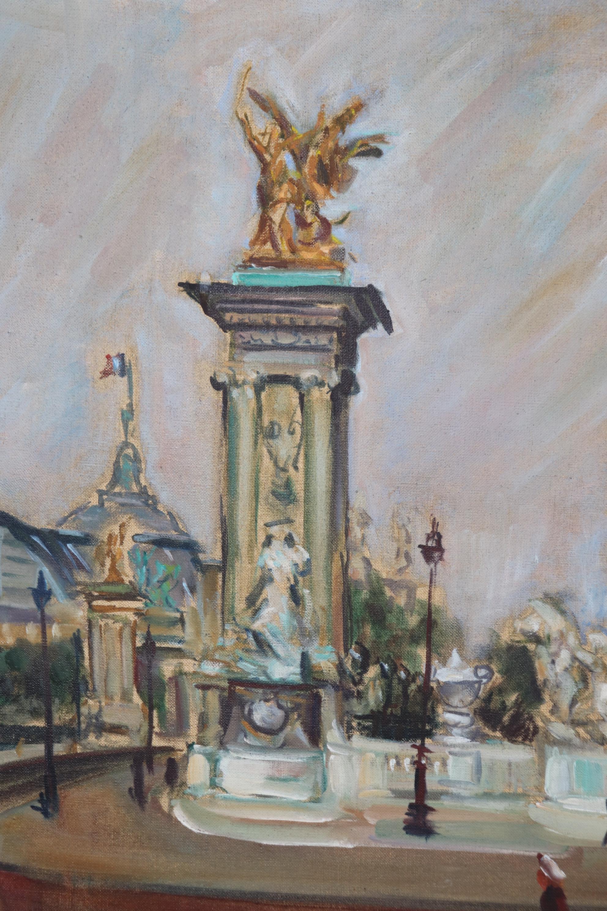 Ölgemälde auf Leinwand einer Pariser Straßenszene, signiert Kazlazusky, Vintage (Unbekannt) im Angebot