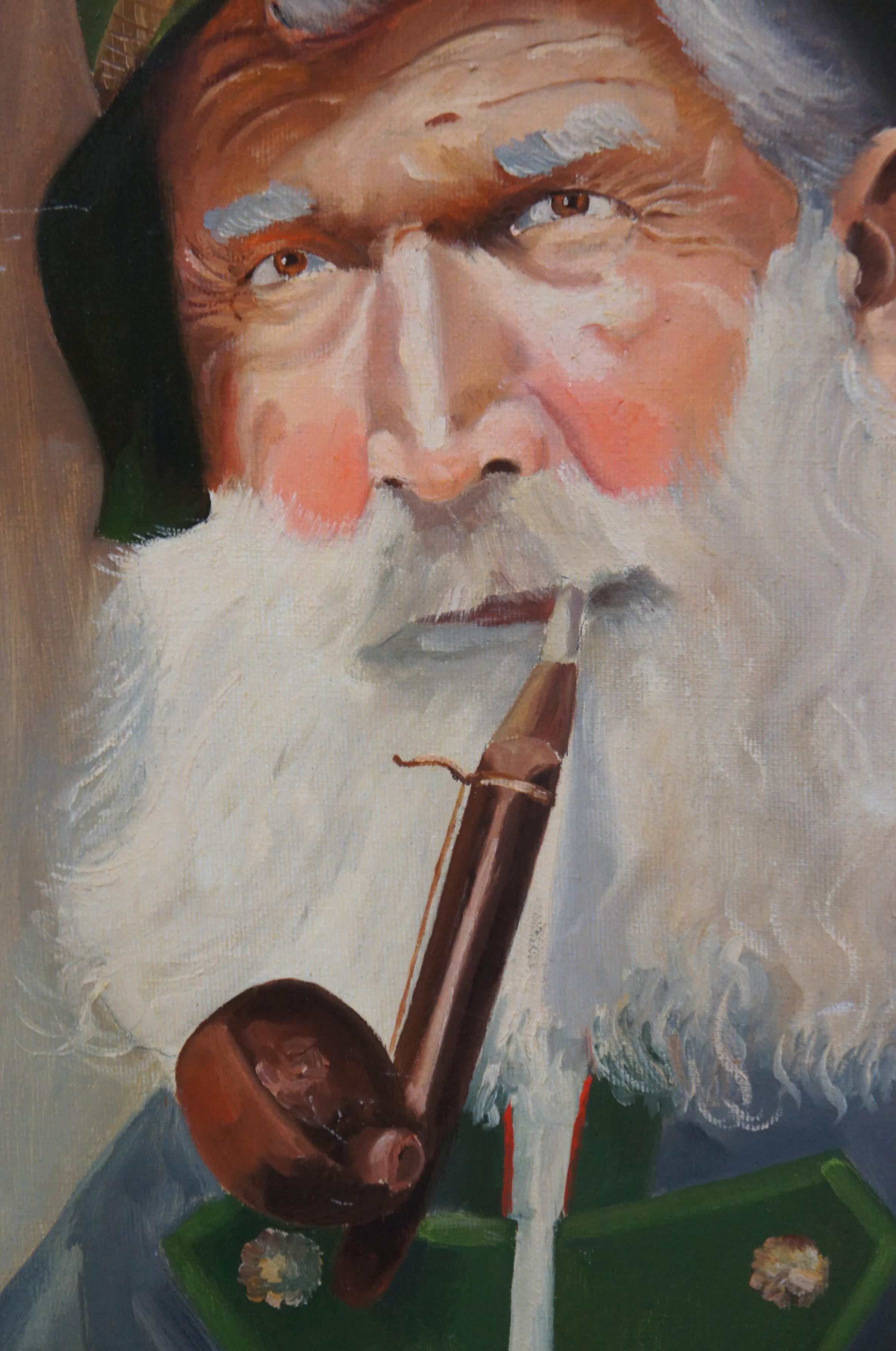 Vintage Oil Painting on Canvas Portrait of an Old German Man P. Scheurmann 3