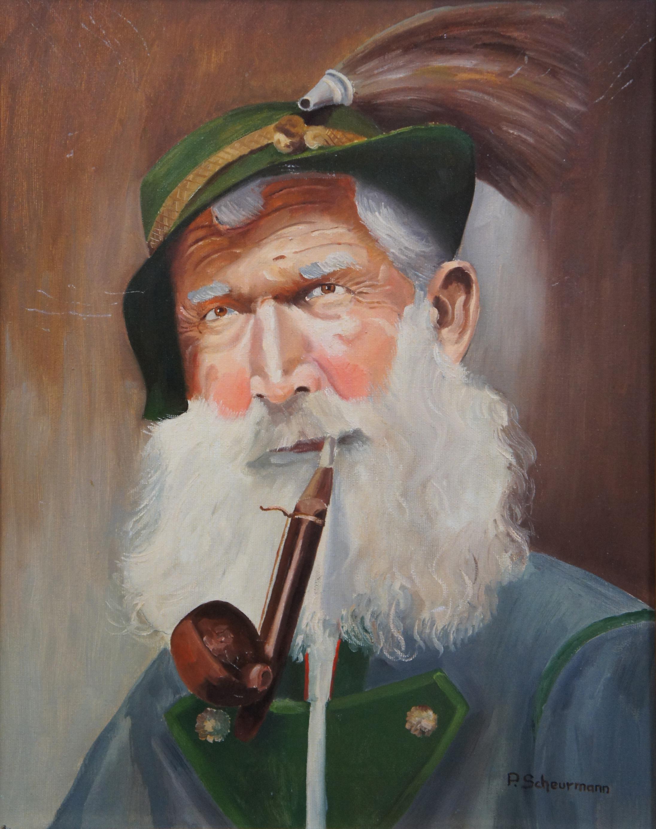 old man with pipe painting