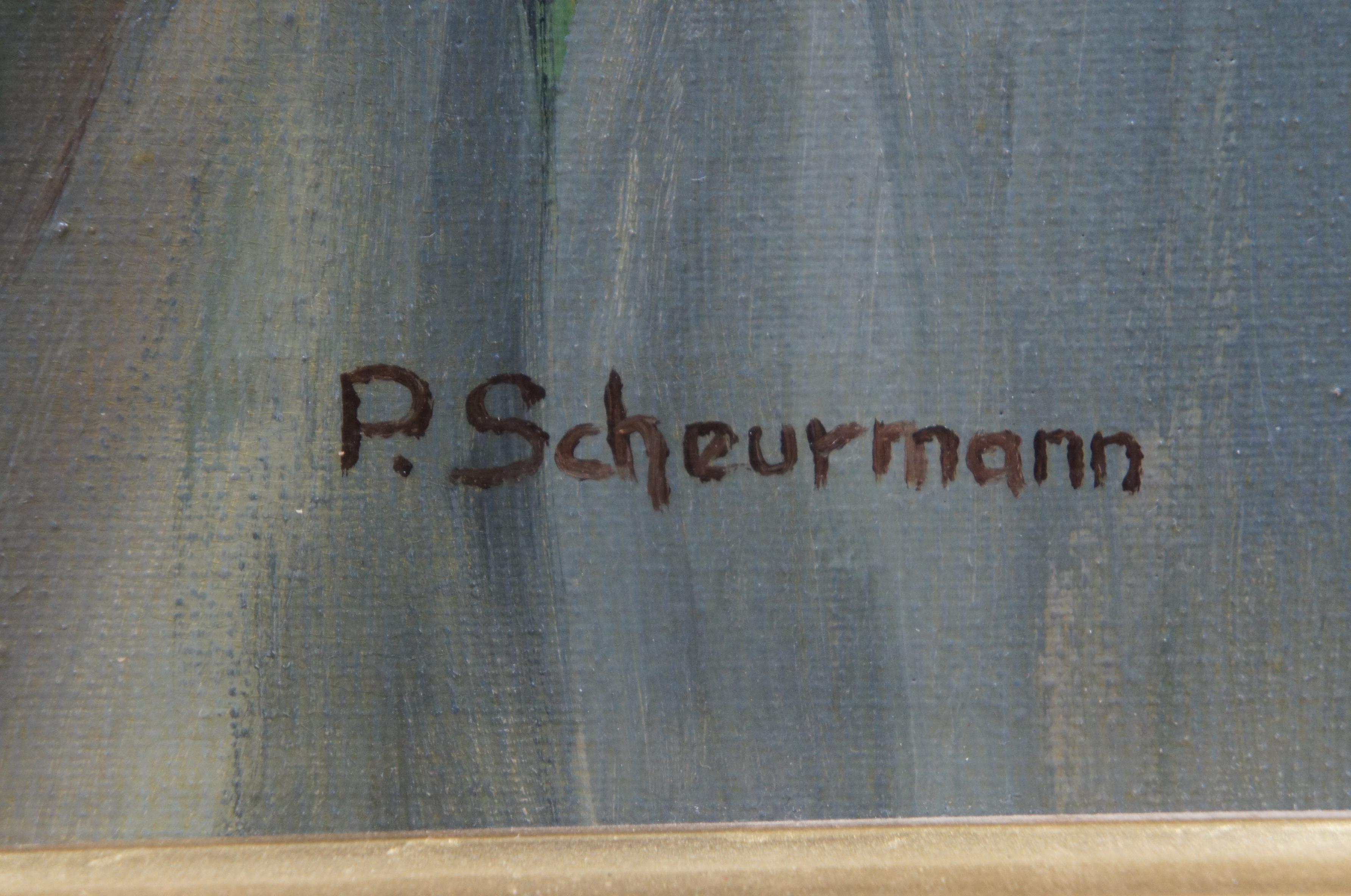 Vintage Oil Painting on Canvas Portrait of an Old German Man P. Scheurmann 1