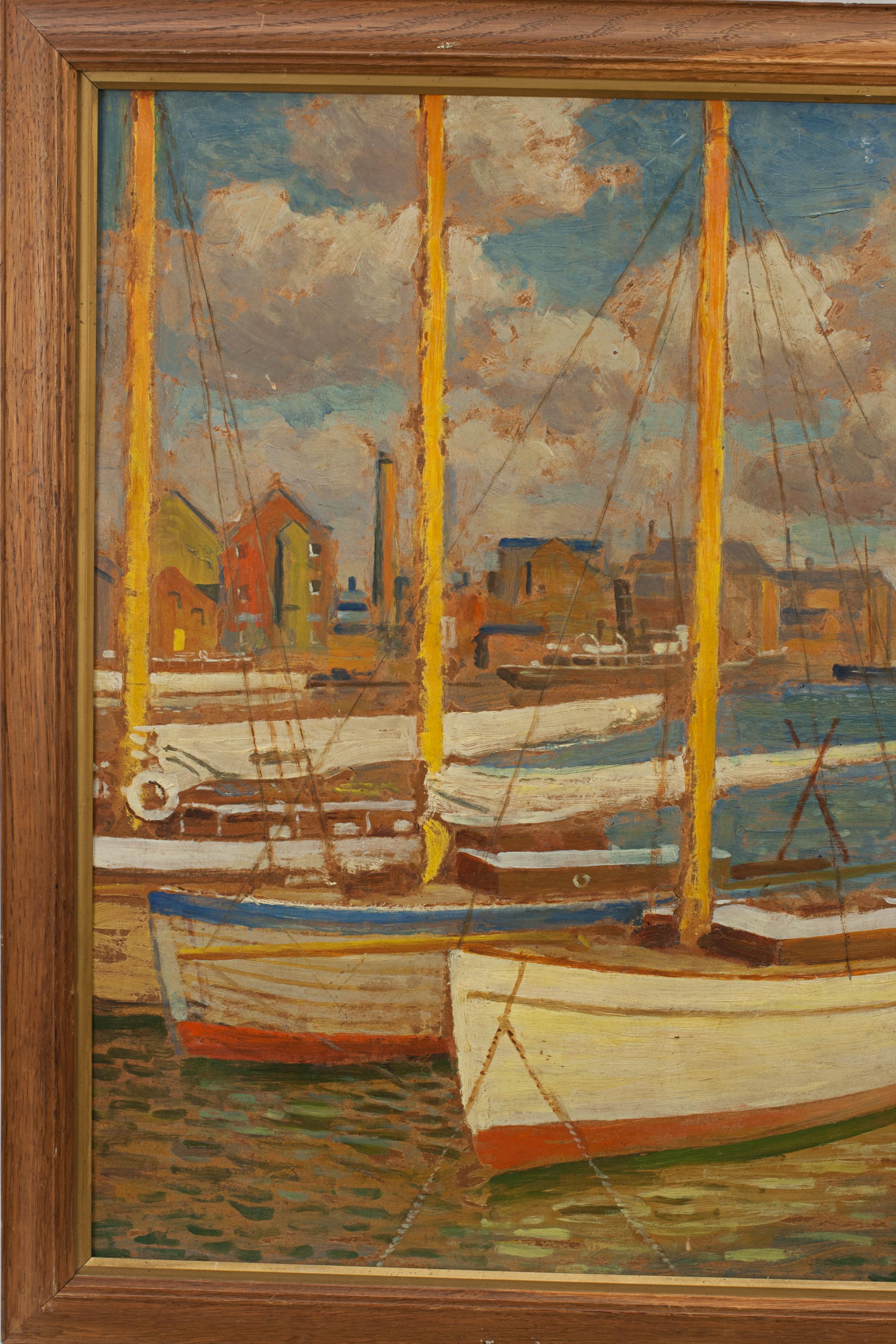 Vintage Oil Painting, Poole Harbour by Arthur Tivoli In Good Condition In Oxfordshire, GB
