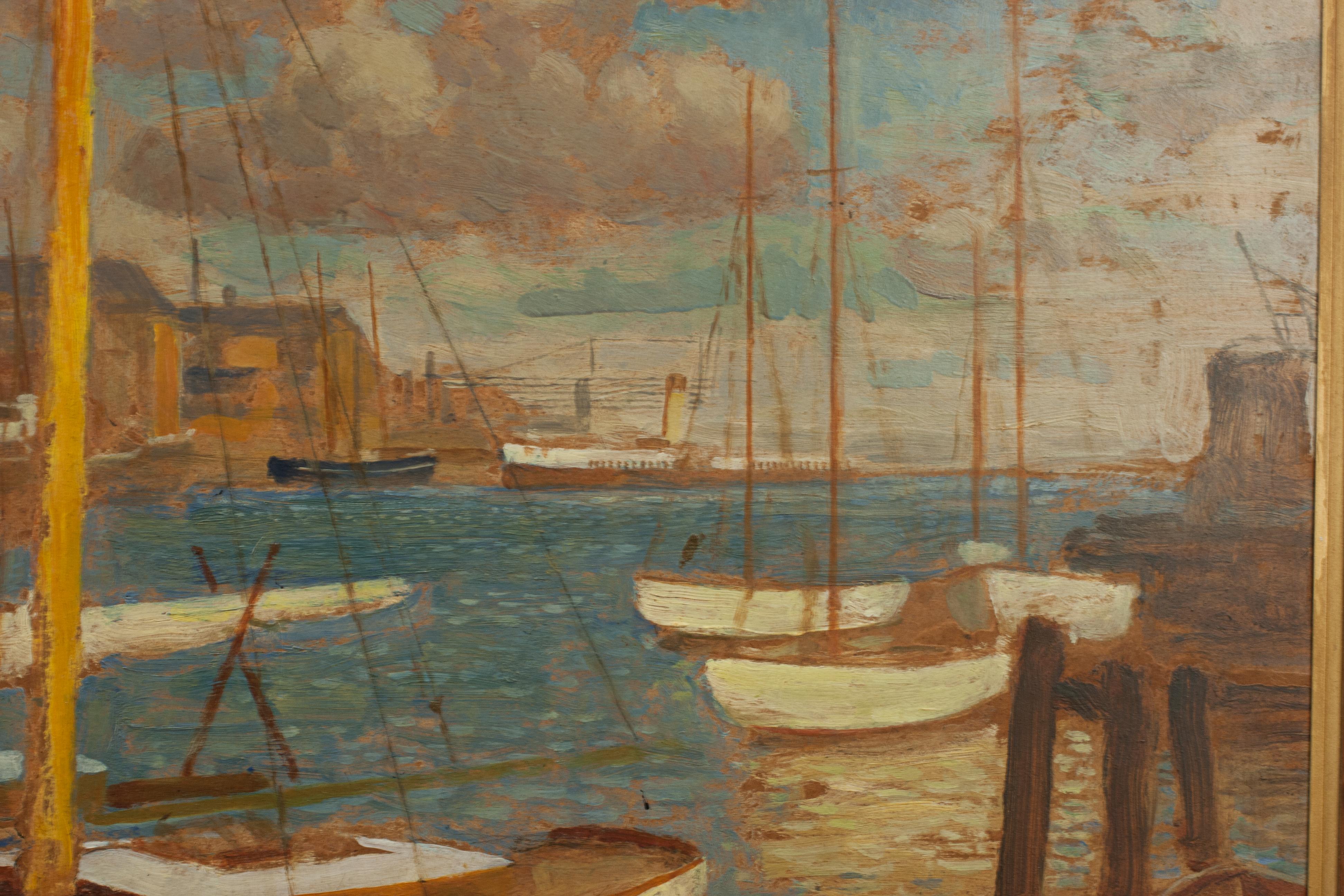 Vintage Oil Painting, Poole Harbour by Arthur Tivoli 1