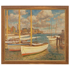 Antique Oil Painting, Poole Harbour by Arthur Tivoli