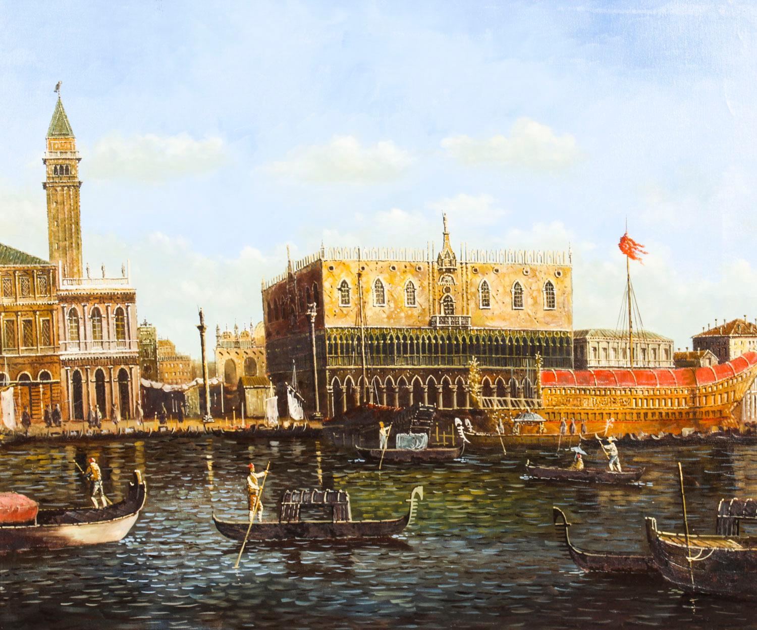 Vintage Oil Painting View Across The Grand Canal Venice, Mid 20th C In Good Condition In London, GB