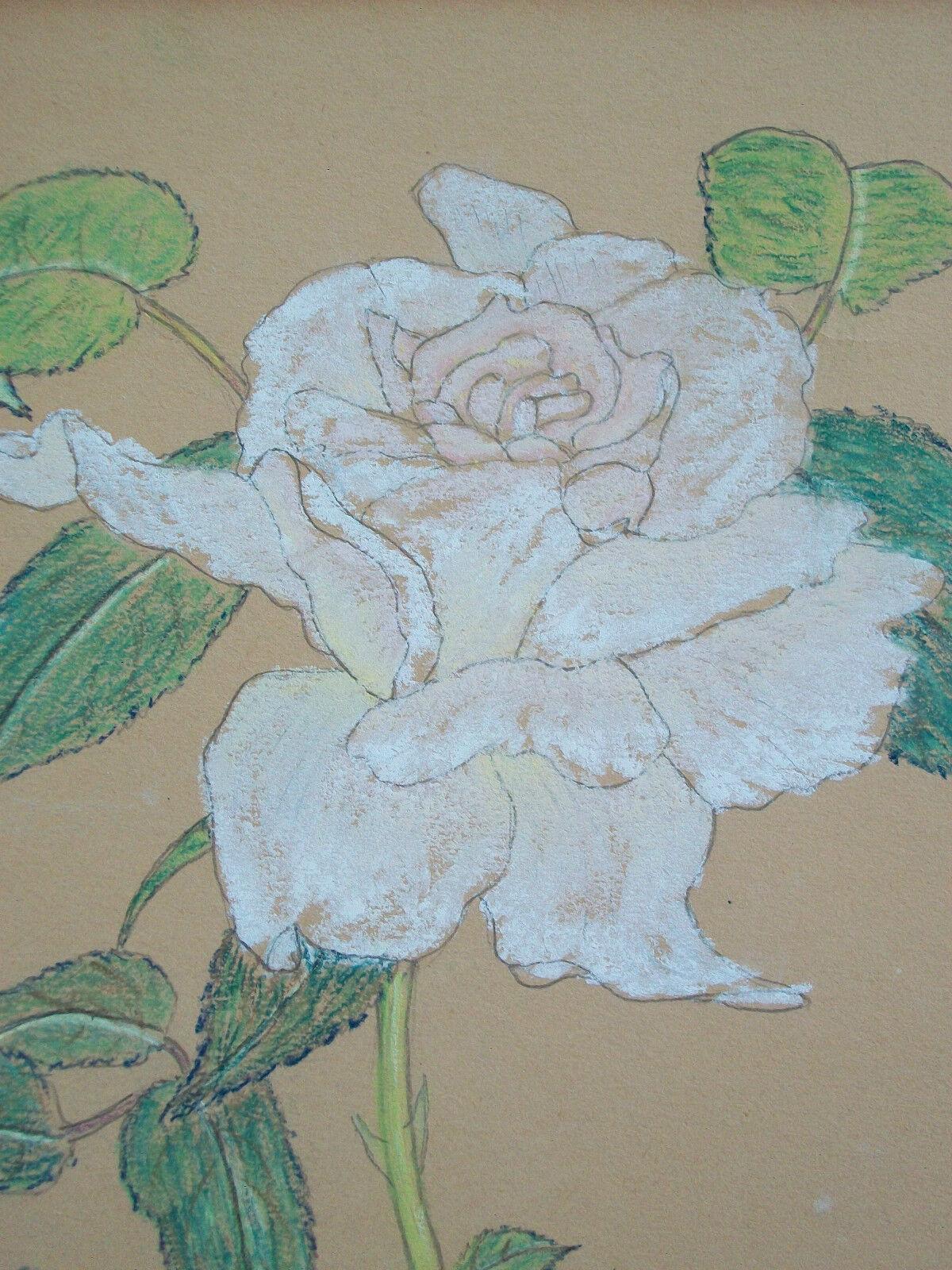 Romantic Vintage Oil Pastel Drawing on Buff Paper - Signed - Unframed - Mid 20th Century For Sale