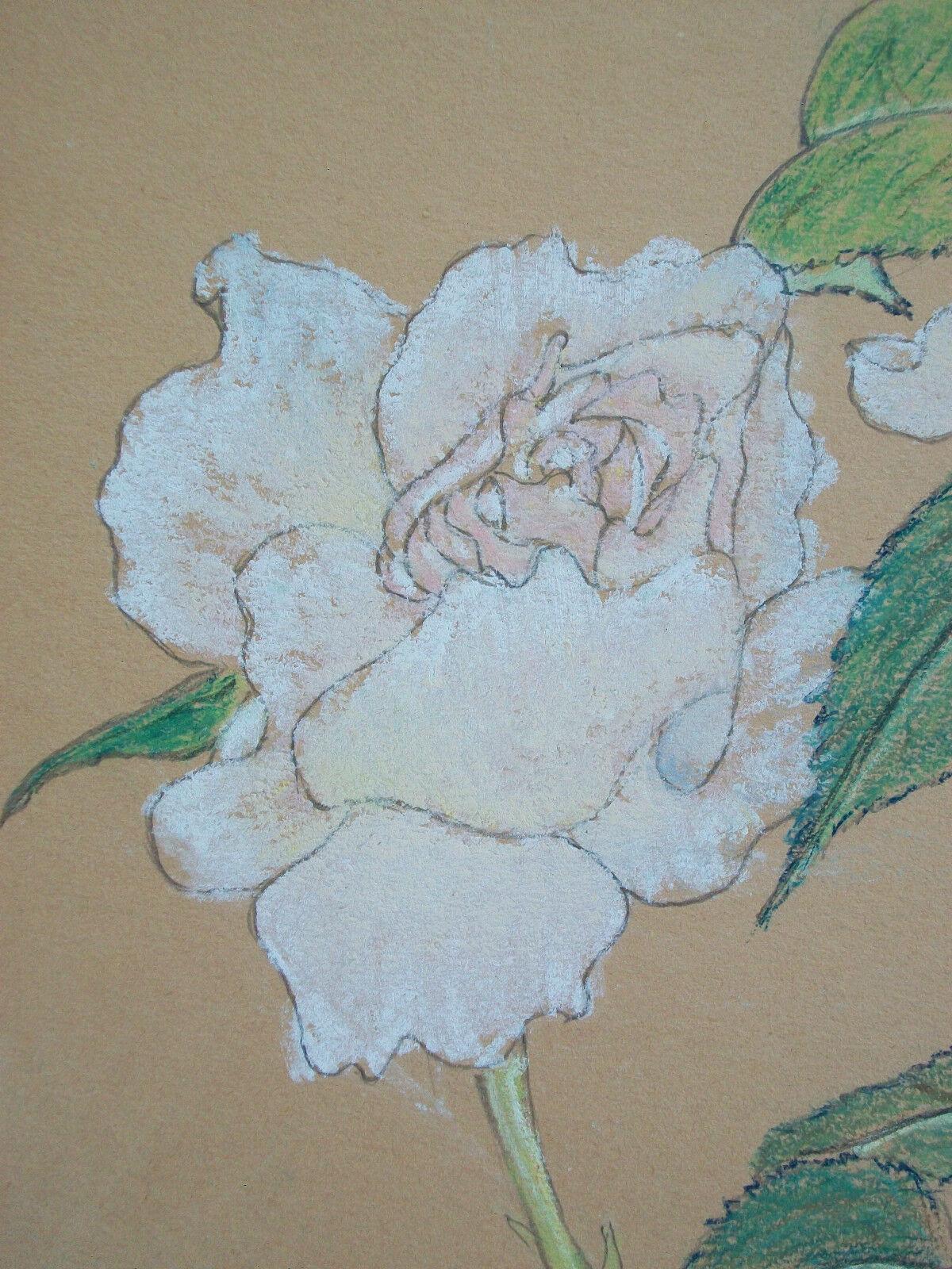 Ölpastellfarbene Vintage-Zeichnung auf Buff-Pastellpapier - signiert - ungerahmt - Mitte des 20. Jahrhunderts (Handbemalt) im Angebot
