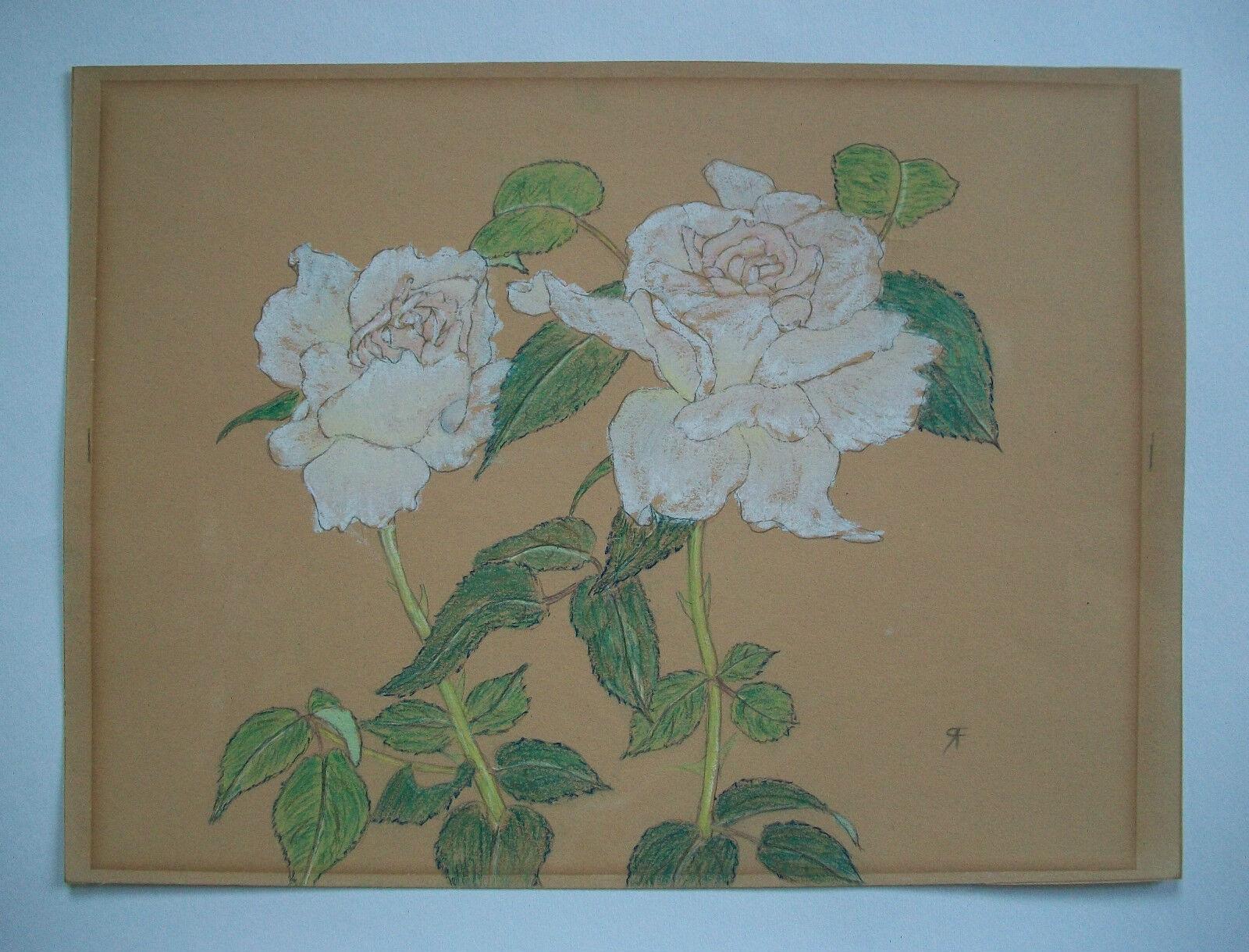Ölpastellfarbene Vintage-Zeichnung auf Buff-Pastellpapier - signiert - ungerahmt - Mitte des 20. Jahrhunderts im Angebot 1