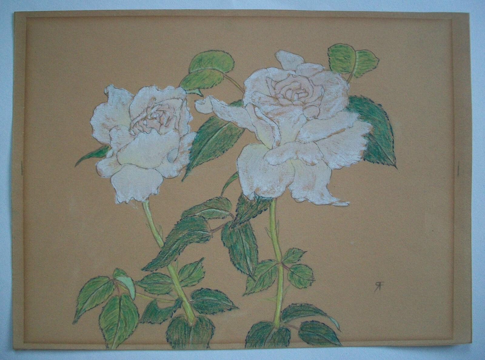 Ölpastellfarbene Vintage-Zeichnung auf Buff-Pastellpapier - signiert - ungerahmt - Mitte des 20. Jahrhunderts im Angebot 2