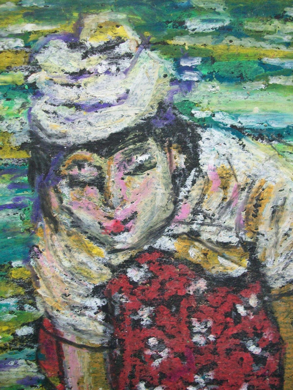 Burmese AUNG KHIN - Impressionist Oil Pastel Drawing - Unsigned - Myanmar - 20th Century For Sale