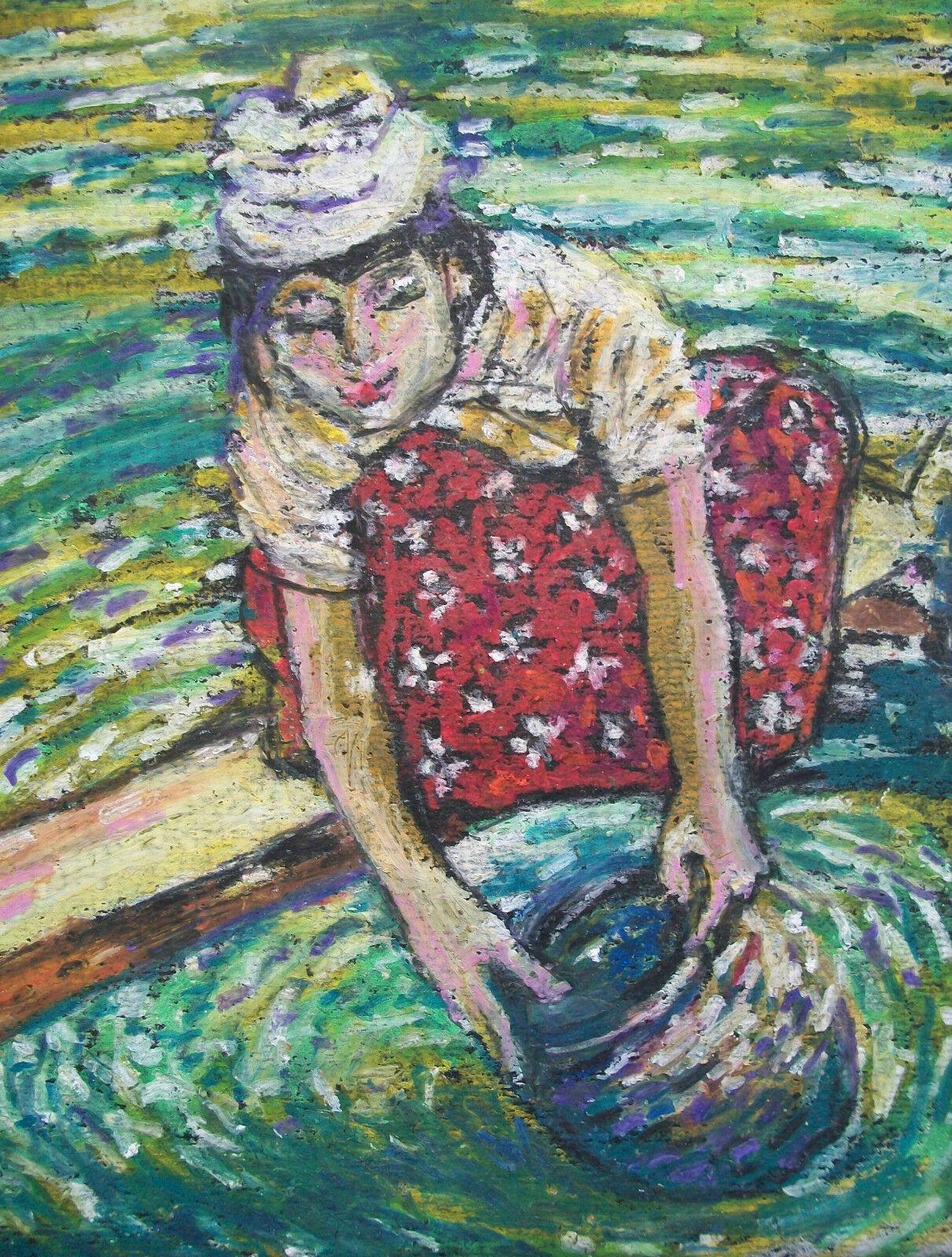 Paper AUNG KHIN - Impressionist Oil Pastel Drawing - Unsigned - Myanmar - 20th Century For Sale