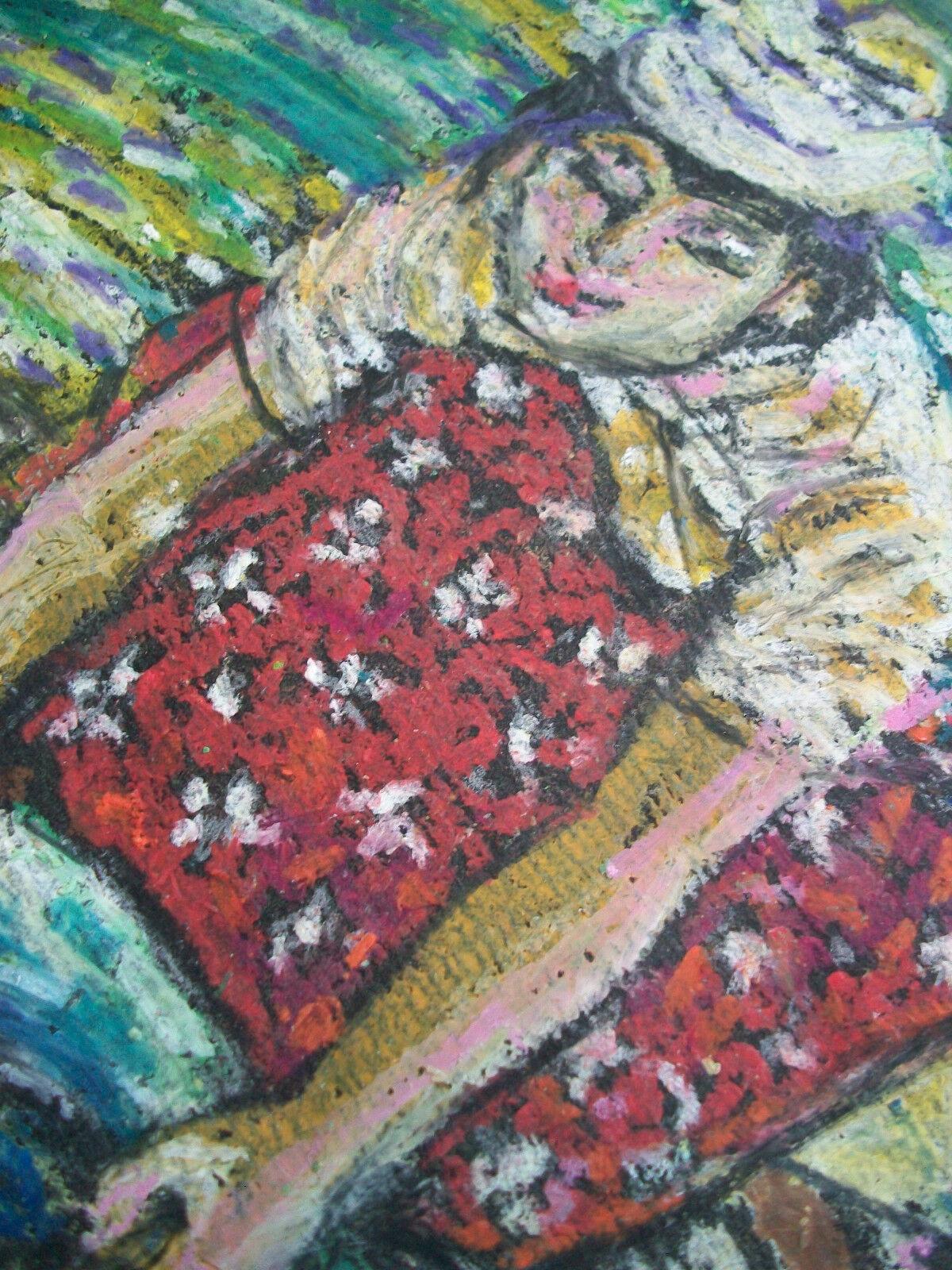AUNG KHIN - Impressionist Oil Pastel Drawing - Unsigned - Myanmar - 20th Century For Sale 1