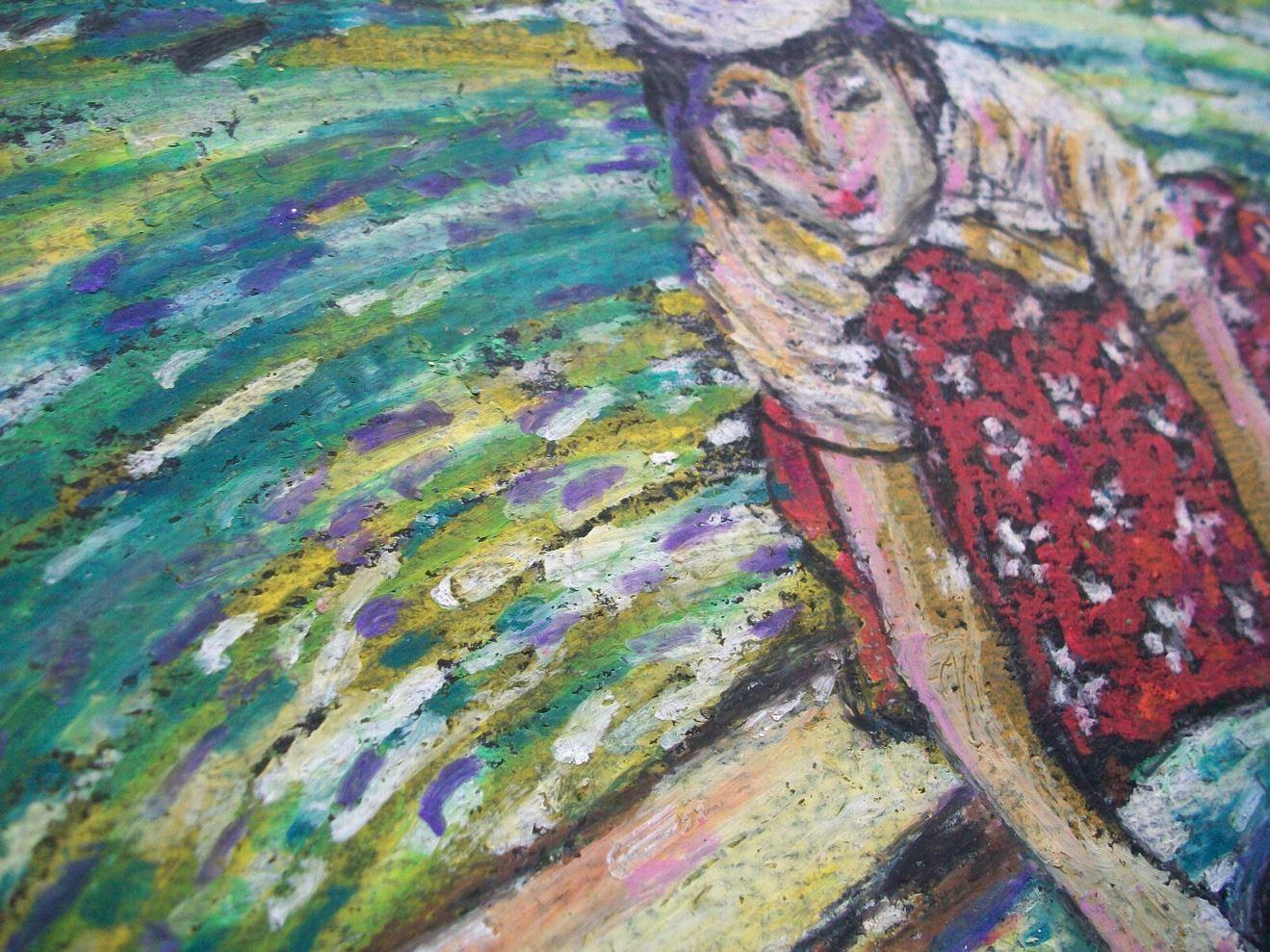 AUNG KHIN - Impressionist Oil Pastel Drawing - Unsigned - Myanmar - 20th Century For Sale 2