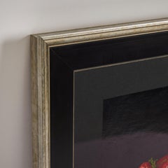 Vintage Oil Still Life Painting of Strawberries