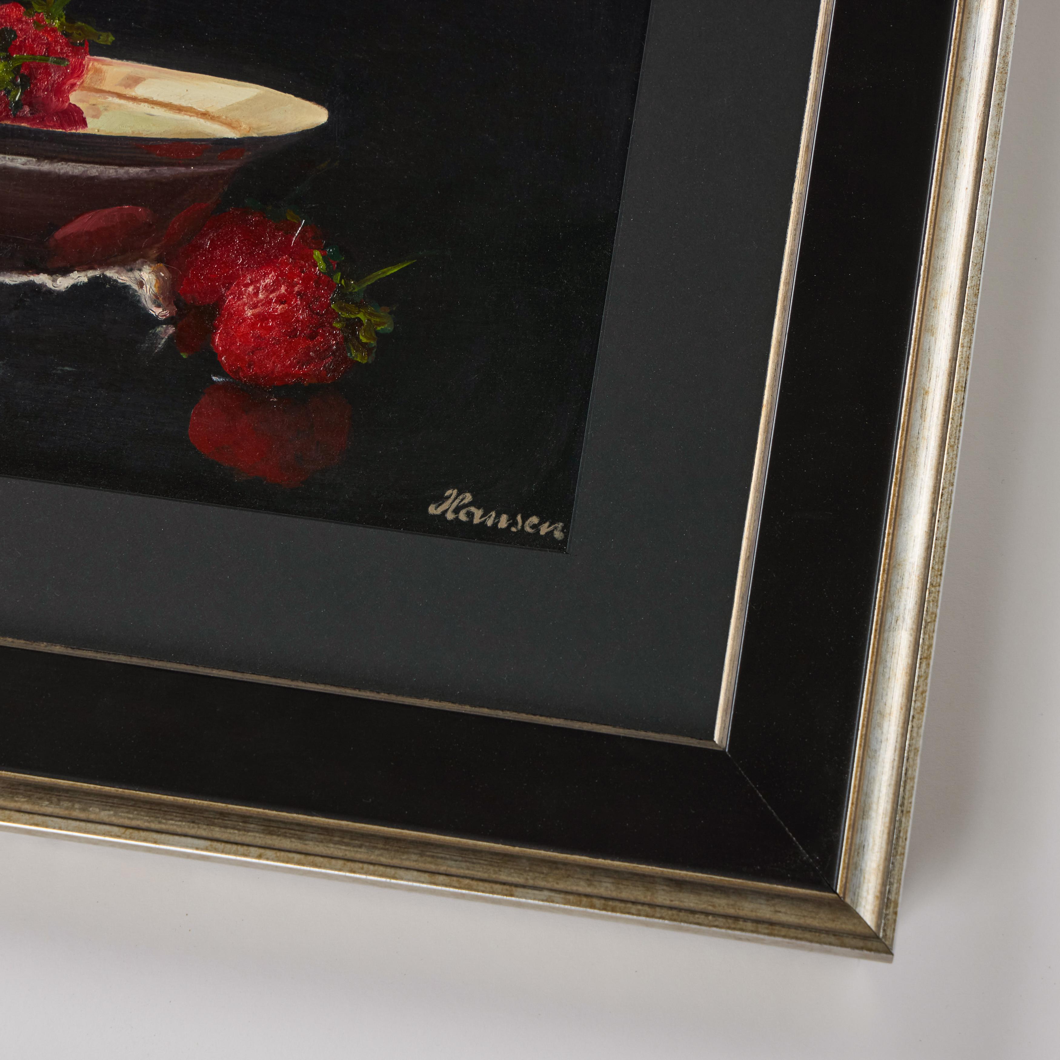 Vintage Öl  Stilleben mit Erdbeeren (20. Jahrhundert) im Angebot