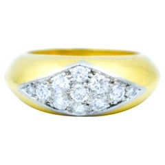 Vintage Oj Perrin Gold Platinum Diamonds Ring, Wedding Band Ring