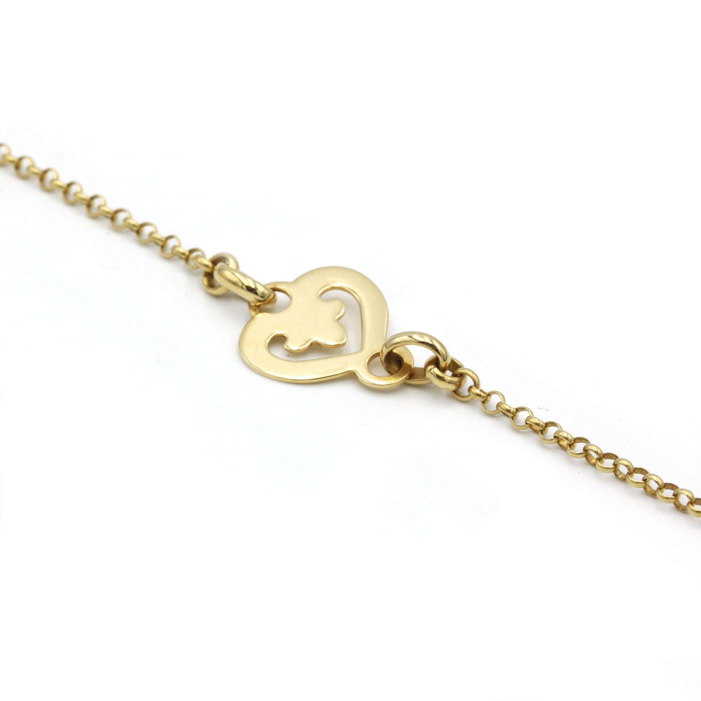 OJ Perrin Bracelet breloque cœur vintage en or jaune 18 carats Bon état - En vente à MONTMORENCY, FR