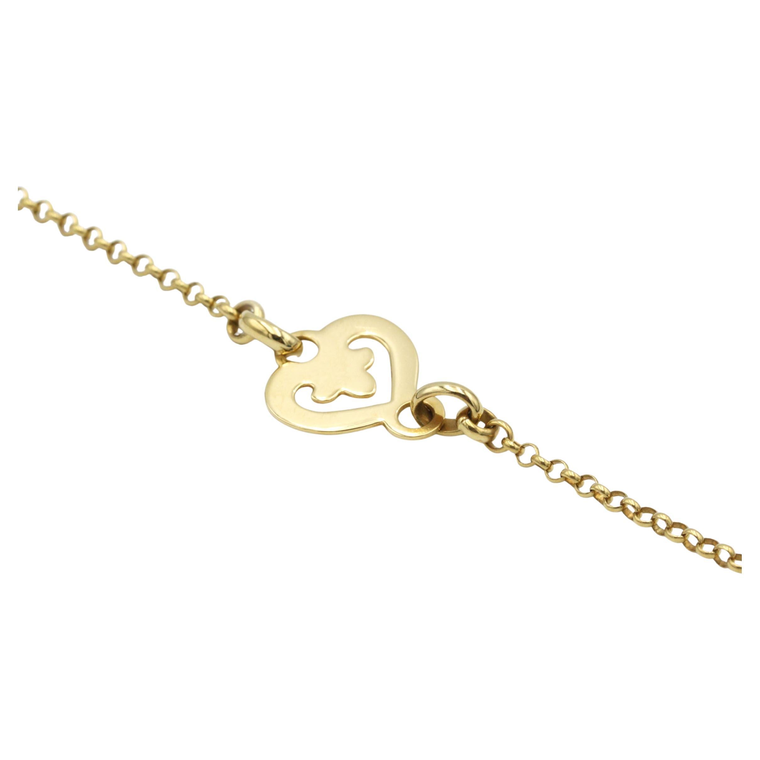 Vintage OJ Perrin Heart Charm Bracelet in 18K Yellow Gold