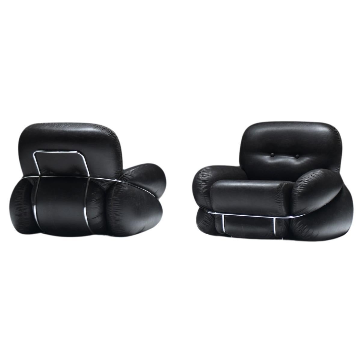 Vintage Okay lounge chairs by Adriano Piazzesi for Saporiti Italy