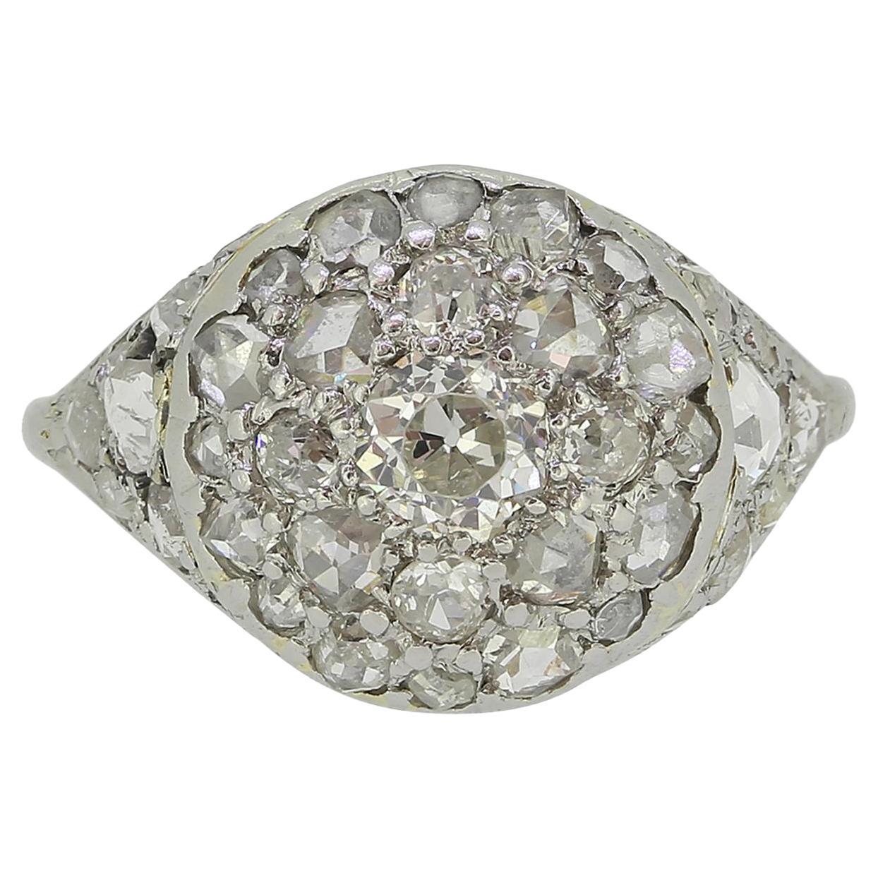 Vintage Old and Rose Cut Diamond Cluster Ring