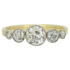 Vintage Old and Rose Cut Diamond Five Stone Ring