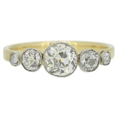 Vintage Old and Rose Cut Diamond Five Stone Ring