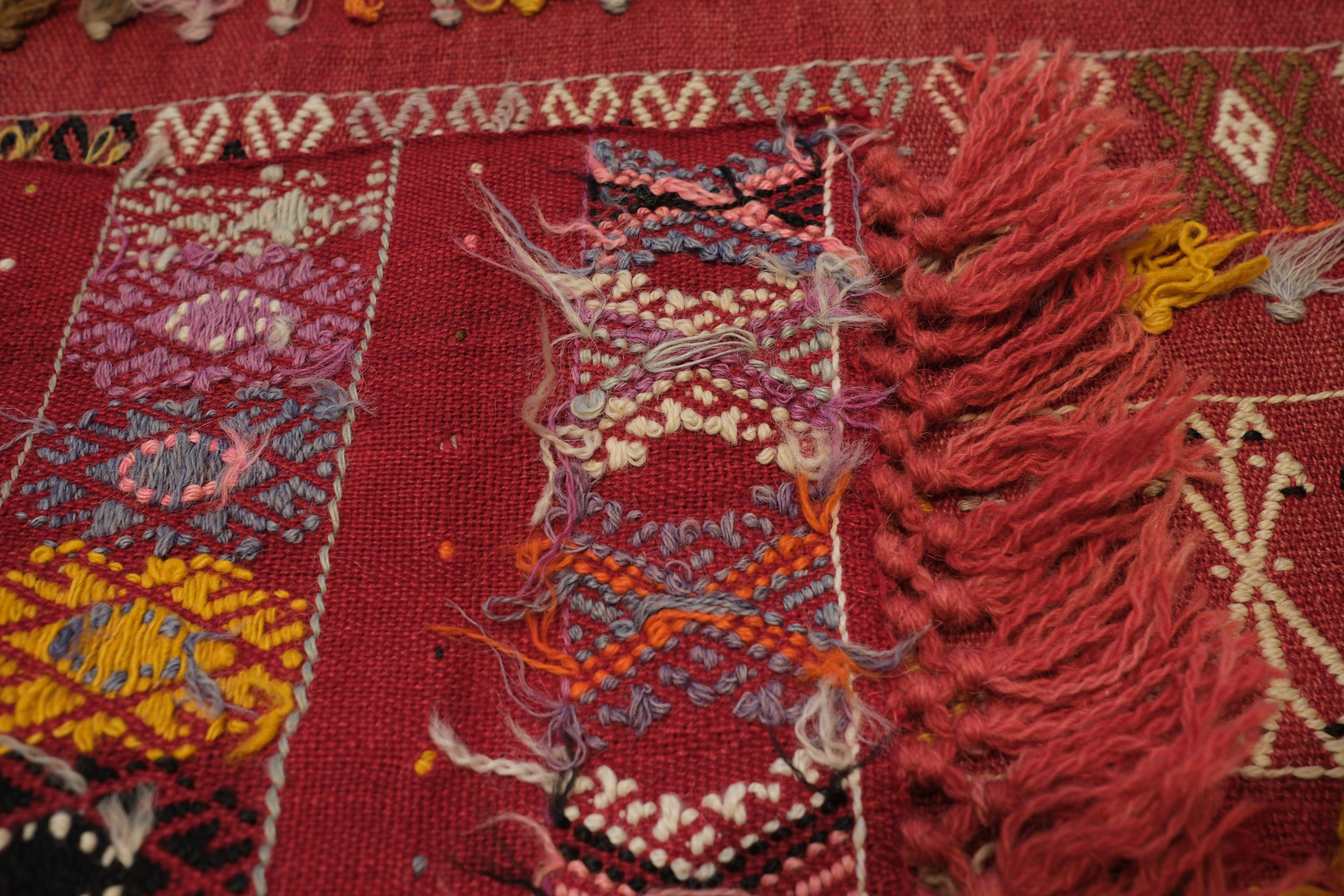 Vintage Old Antep Cecim Jijim Kilim Eastern Anatolia Turkish Rug Wool Carpet In Good Condition For Sale In Tokyo, JP