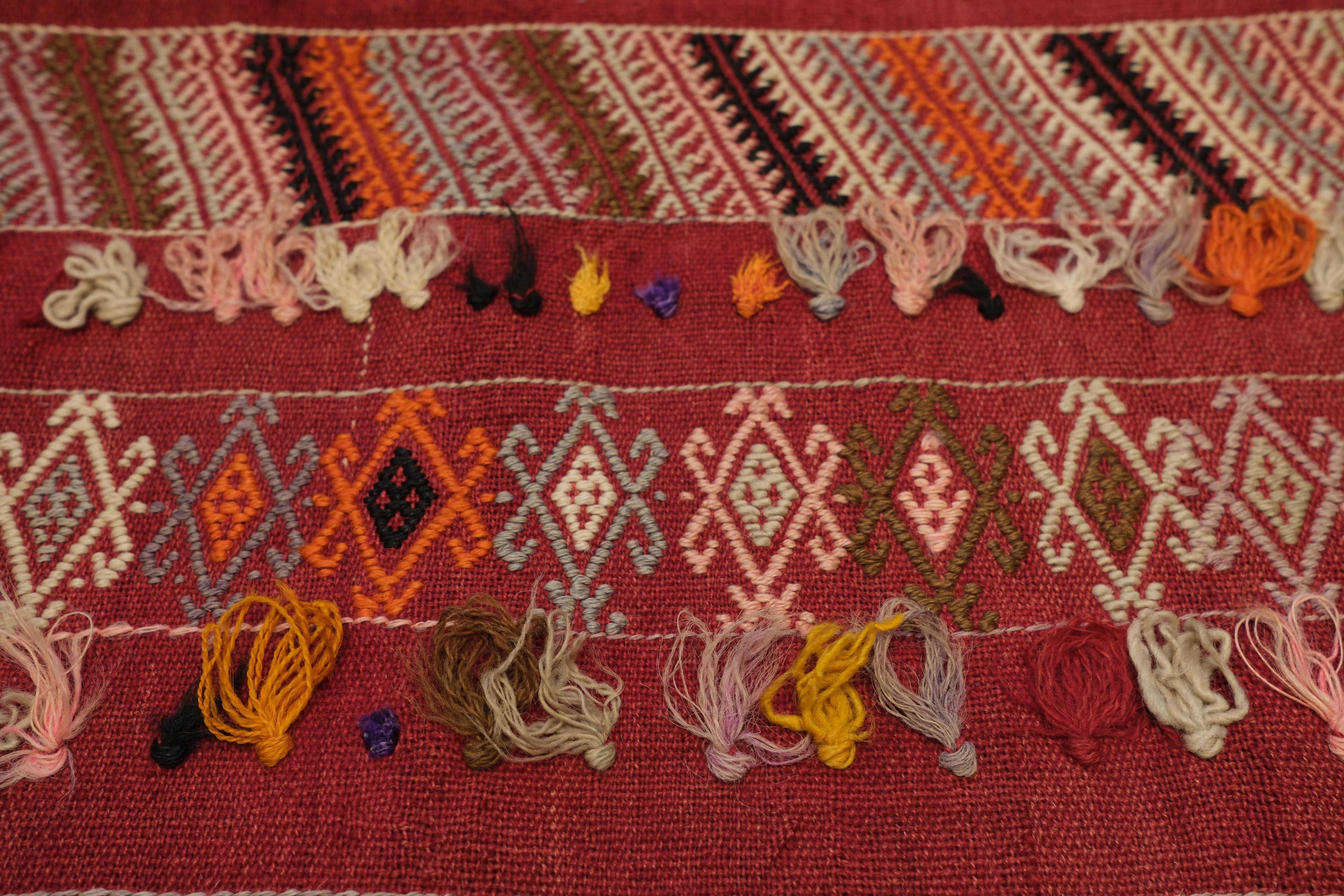 20th Century Vintage Old Antep Cecim Jijim Kilim Eastern Anatolia Turkish Rug Wool Carpet For Sale