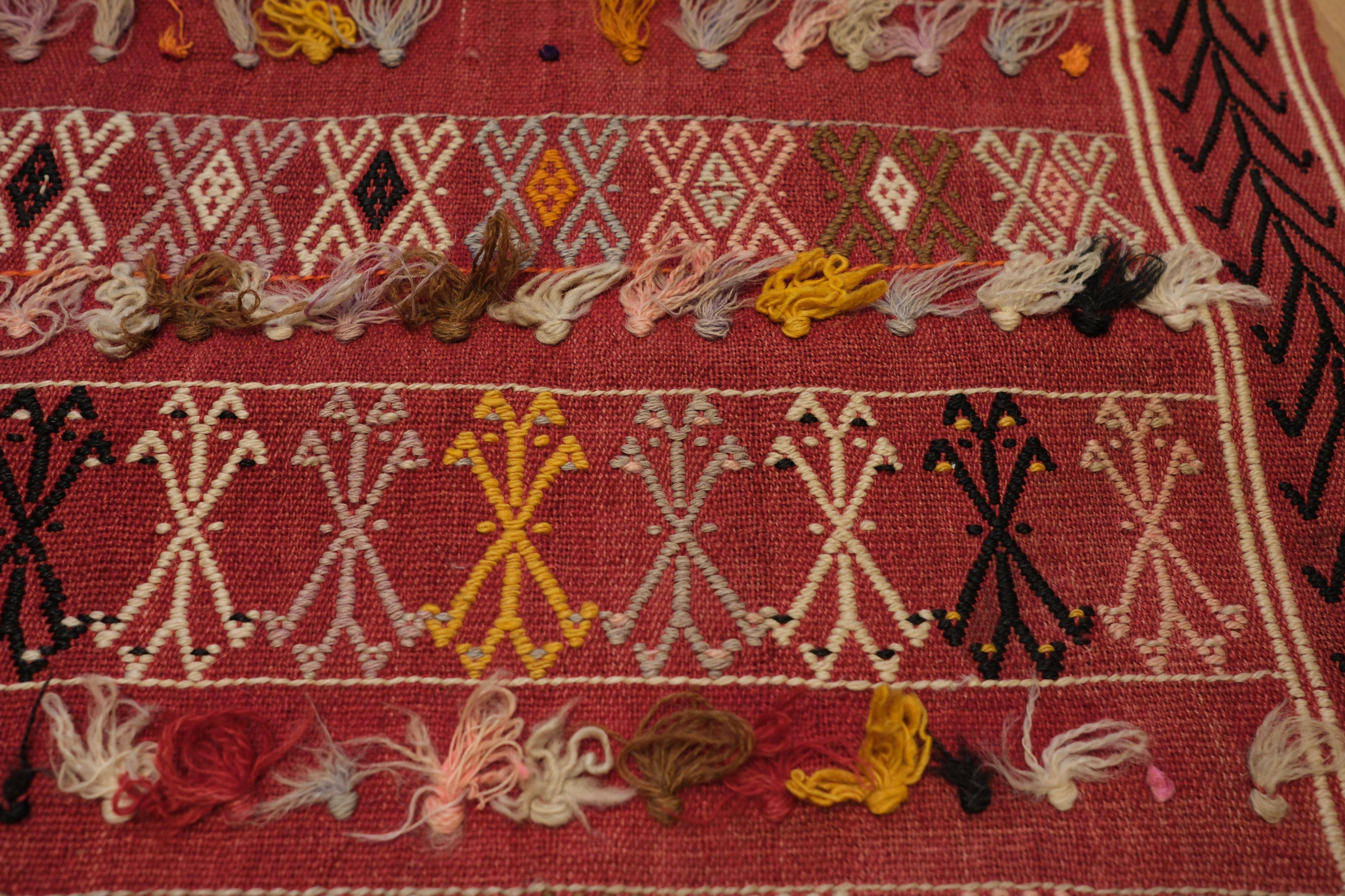 Vintage Old Antep Cecim Jijim Kilim Eastern Anatolia Turkish Rug Wool Carpet For Sale 1