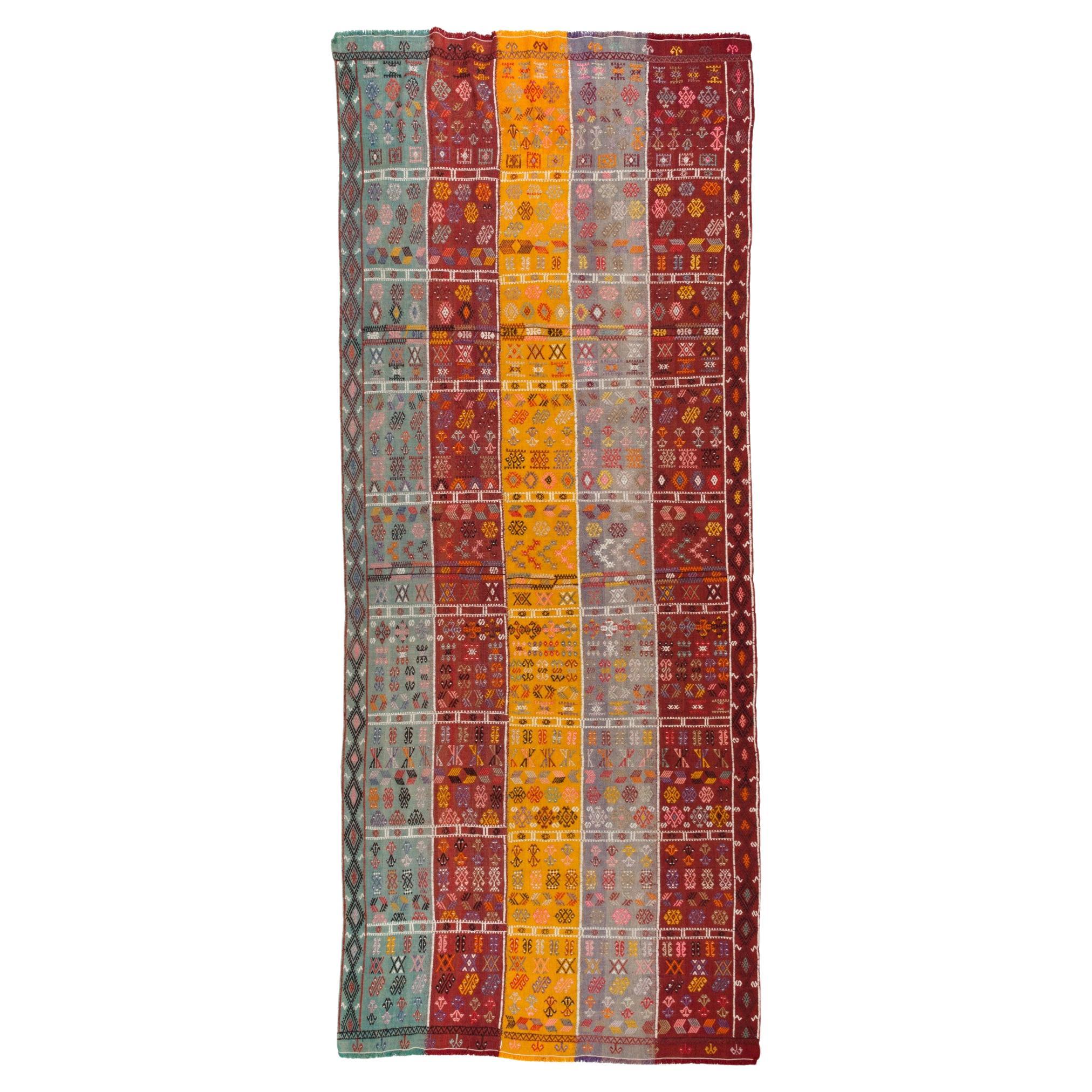 Tapis turc vintage en laine Cecim Jijim Kilim d'Anatolie orientale