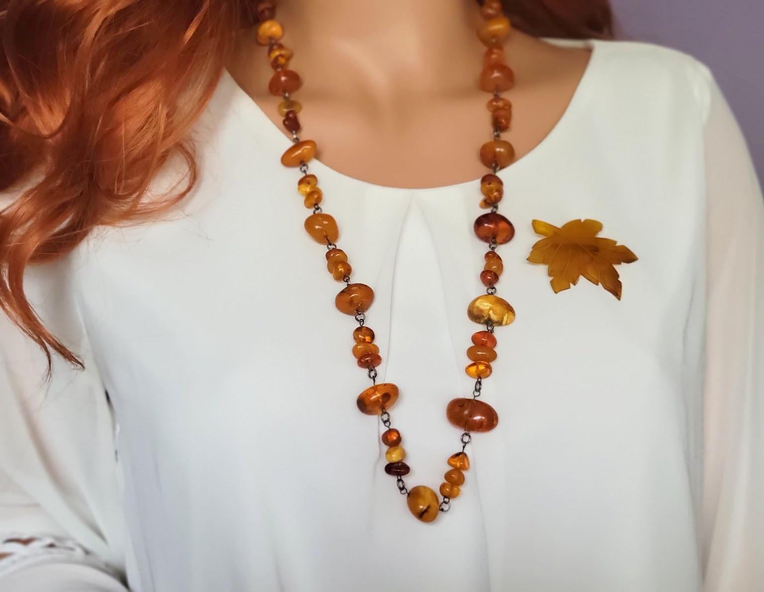 Bead Vintage Old Baltic Amber Necklace For Sale