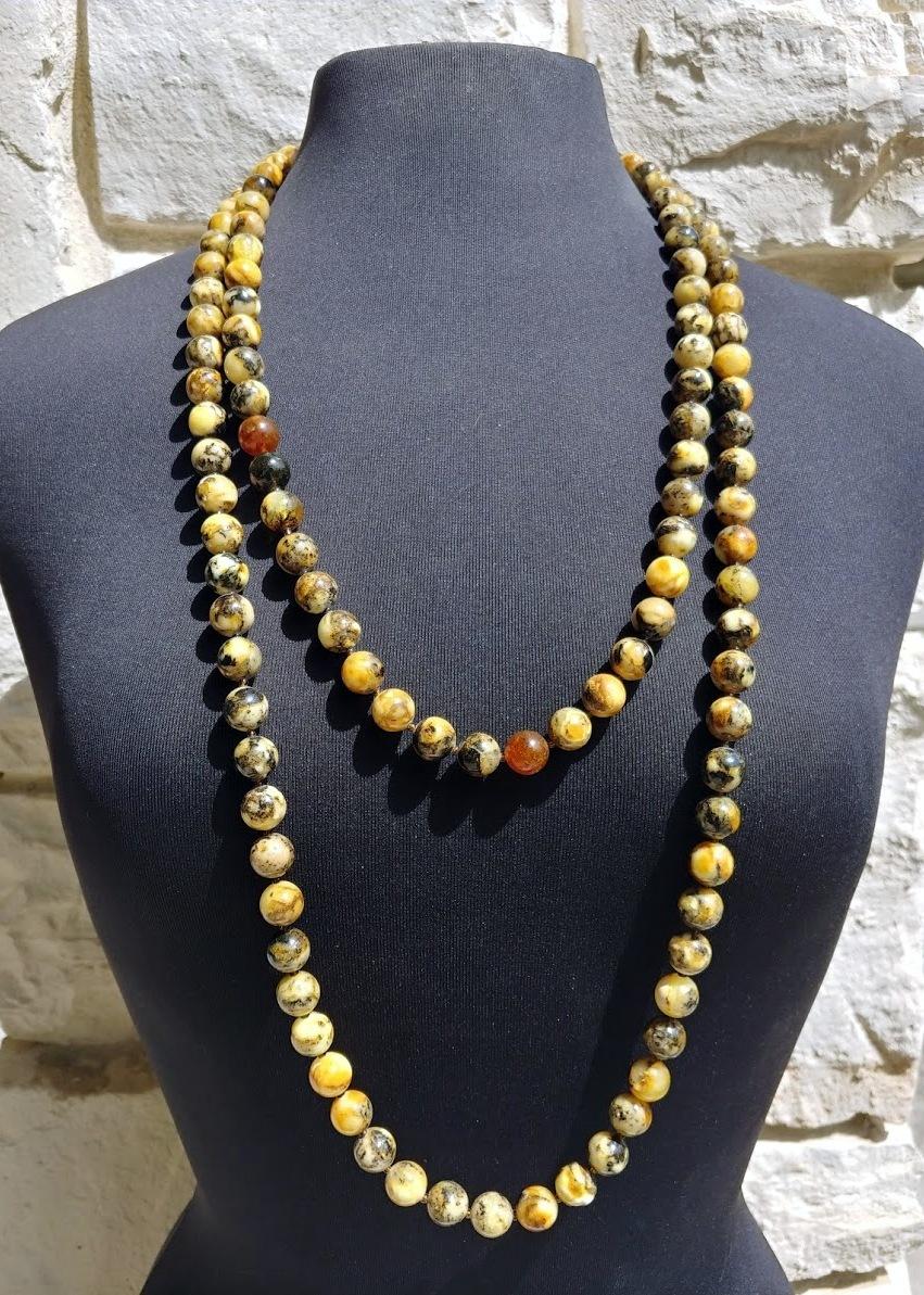 Bead Vintage Old Baltic Amber Quail Egg Necklace 70