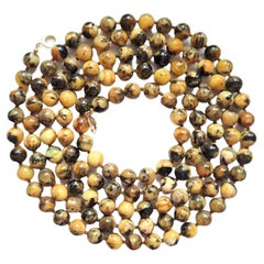 Vintage Old Baltic Amber Quail Egg Necklace 70" (collier d'oeufs de caille en ambre baltique)