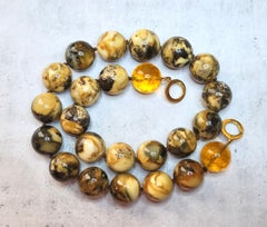 Vintage Old Baltic Amber Quail Egg Necklace