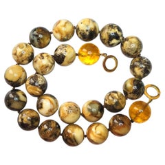 Used Old Baltic Amber Quail Egg Necklace
