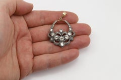 Vintage Old Cut Diamond 14 Karat Gold and Silver Pendant Circa 1920's
