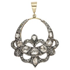 Antique Old Cut Diamond 14 Karat Gold and Silver Pendant Circa 1920's