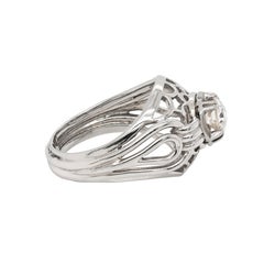 Vintage Old Cut Diamond 18 Carat White Gold Open Work Dome Cocktail Ring